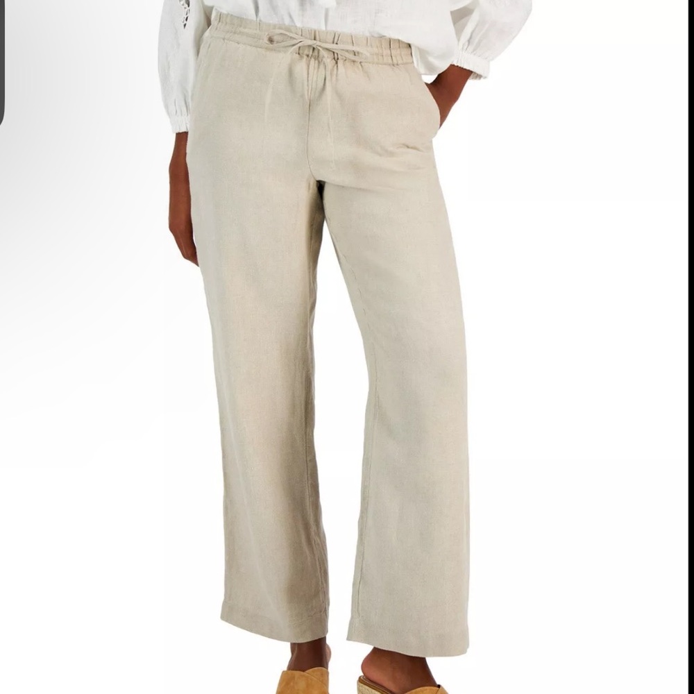 Charter Club Luxury Linen Pants Women’s Size XL X-Large Beige Summer Relaxed EUC